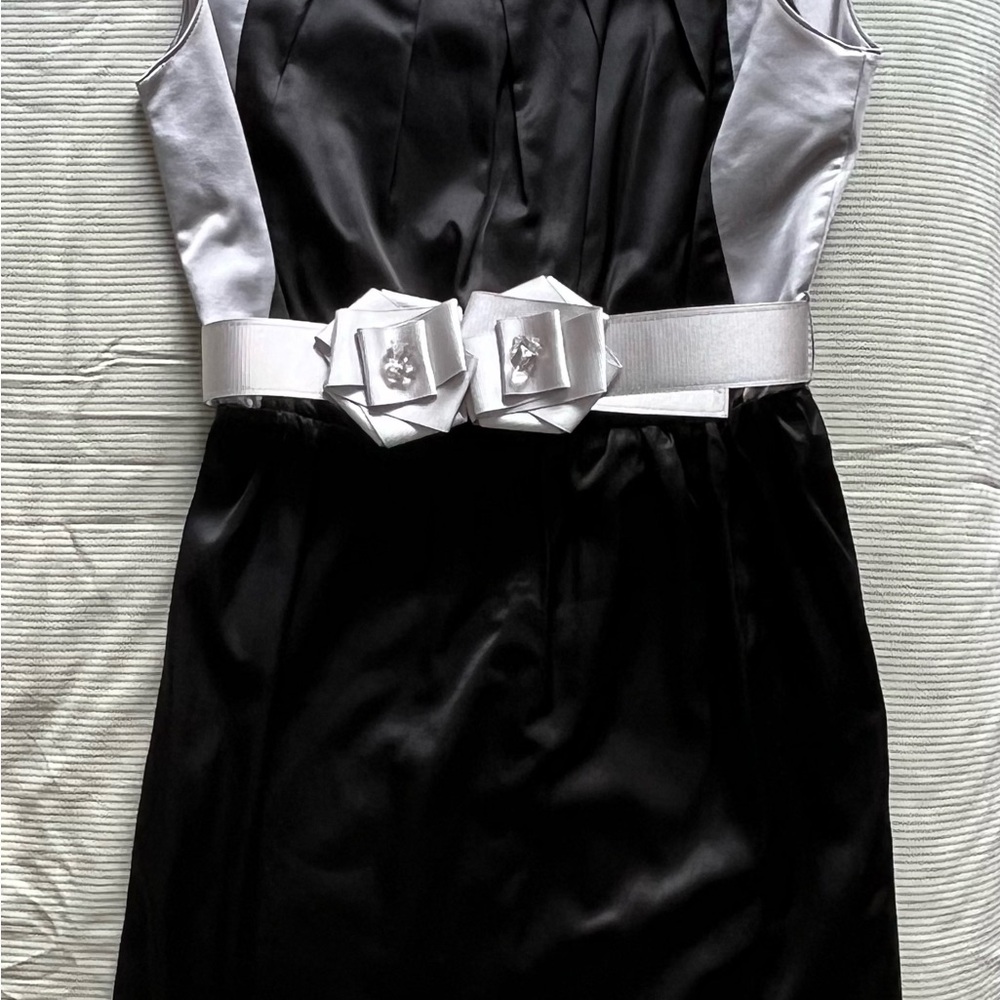 bebe Black and Silver Midi Dress